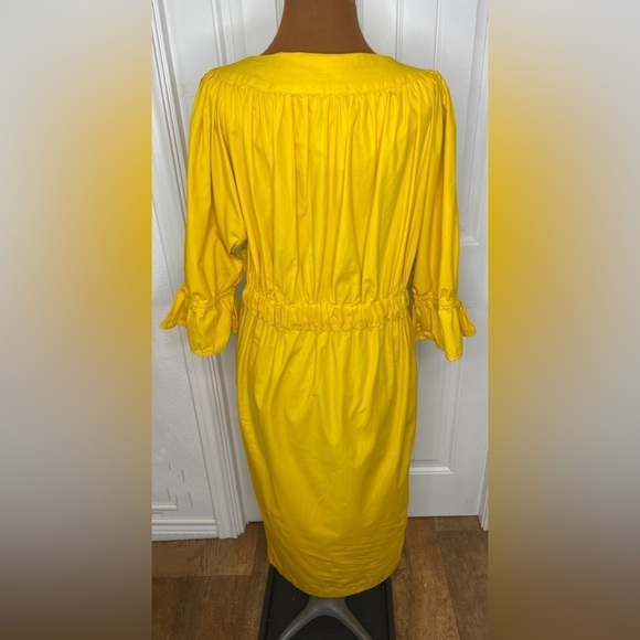 Howard Wolf Yellow Tea Length Dress Button Front Vintage Size 8 - Picture 3 of 13